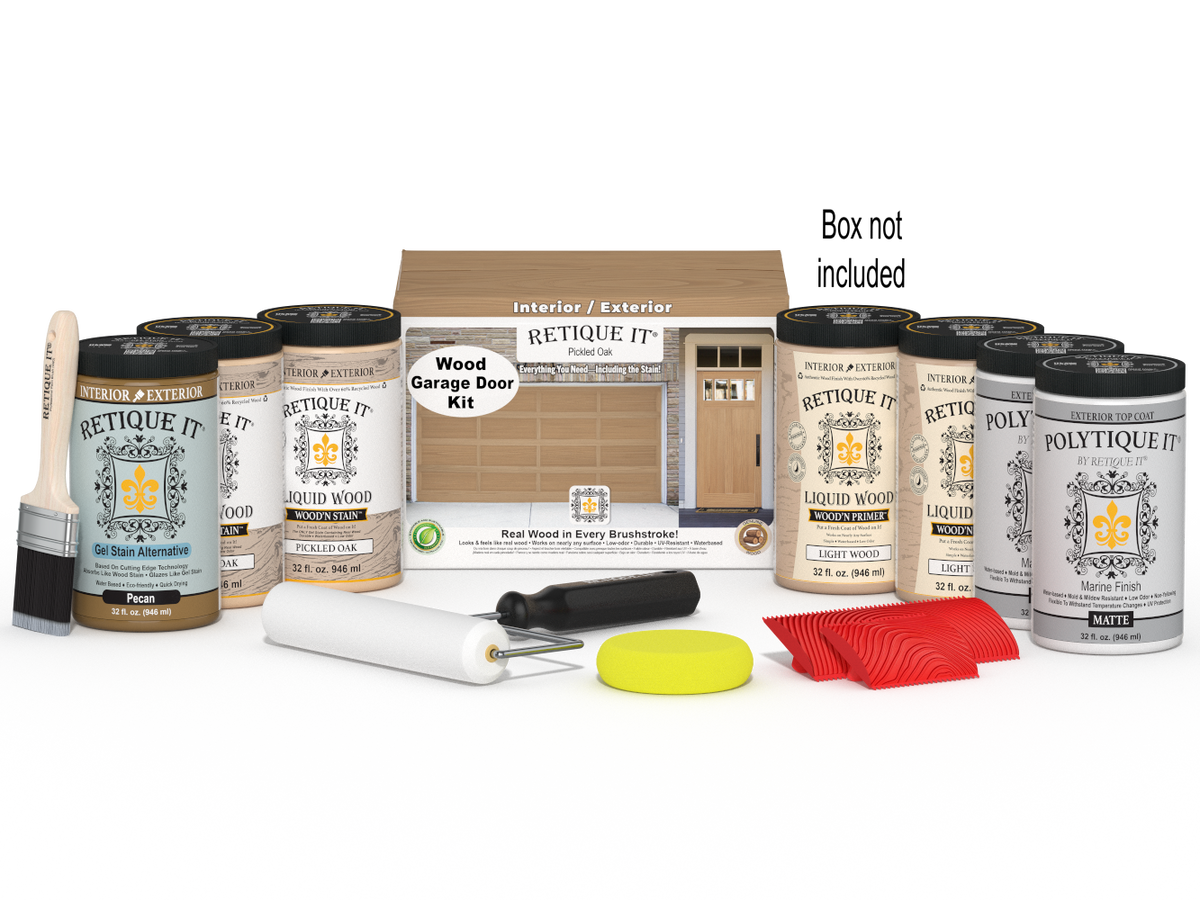 Wood'n Door Kit (Front & Garage Door) - Pickled Oak — Matte kit contents with door box