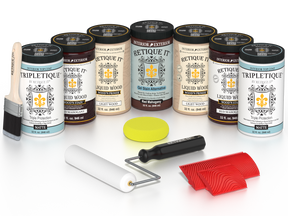 Retique It® Wood'n Cabinet Kit with 24 red mahogany grained stain doors and matte finish for kitchen cabinets.