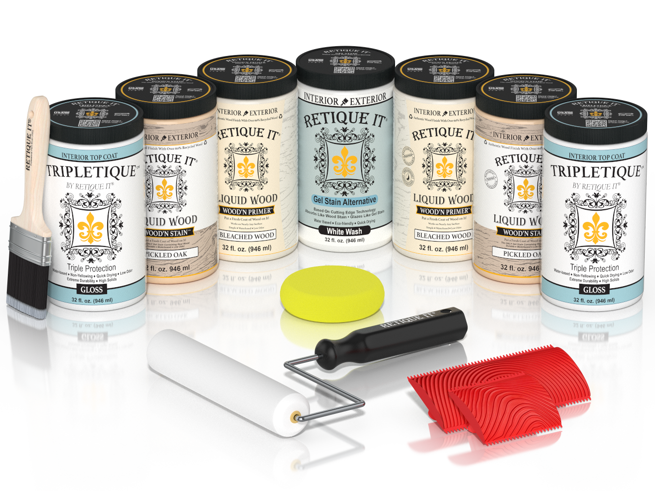 Retique It Wood'n Cabinet Kit with 24 grained sun-bleached doors, glossy finish for wood cabinet transformation.