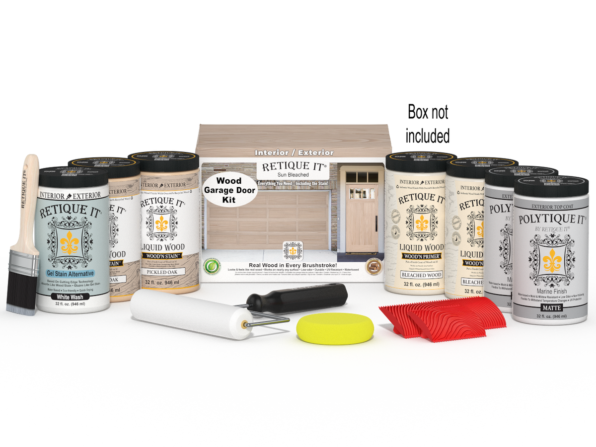 Wood'n Door Kit (Front & Garage Door) - Sun Bleached — Matte kit contents with door box