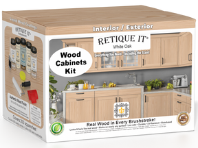 Retique It® Wood'n Cabinet Kit with 24 grained white oak doors, showcasing stained wood grain for a natural cabinet finish.