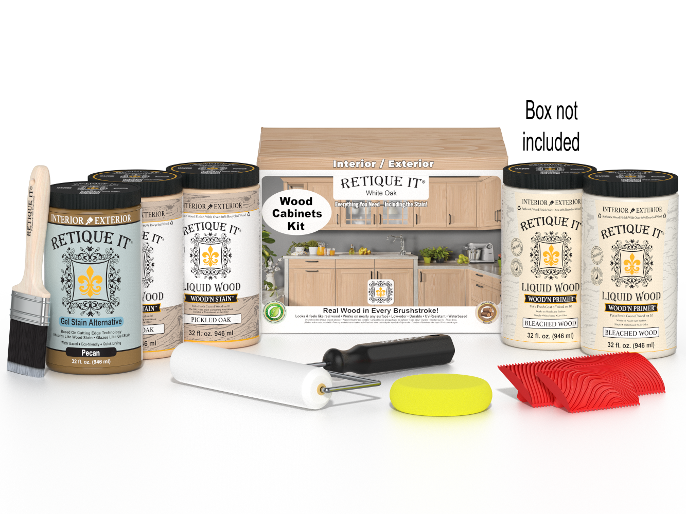 Retique It® Wood'n Cabinet Kit in White Oak stain, 24 door grained cabinet doors with natural wood finish.
