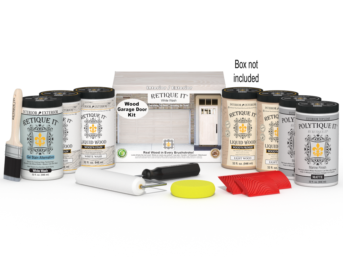 Wood'n Door Kit (Front & Garage Door) - White Wash — Matte kit contents with door box