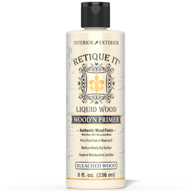 Liquid Wood Wood'n Primer by Retique It in bleached wood color, 8 fl oz, for priming surfaces with a smooth, even finish.