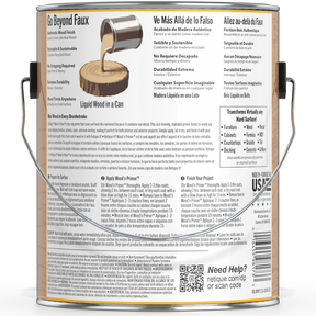 Retique It® Liquid Wood Wood'n Primer in dark wood finish, 128 fl oz, showing the primer applied to wood surface.