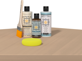 Retique It® White Oak Multi-purpose Smooth Finish Kit for interior wood projects, featuring top coat application tools.