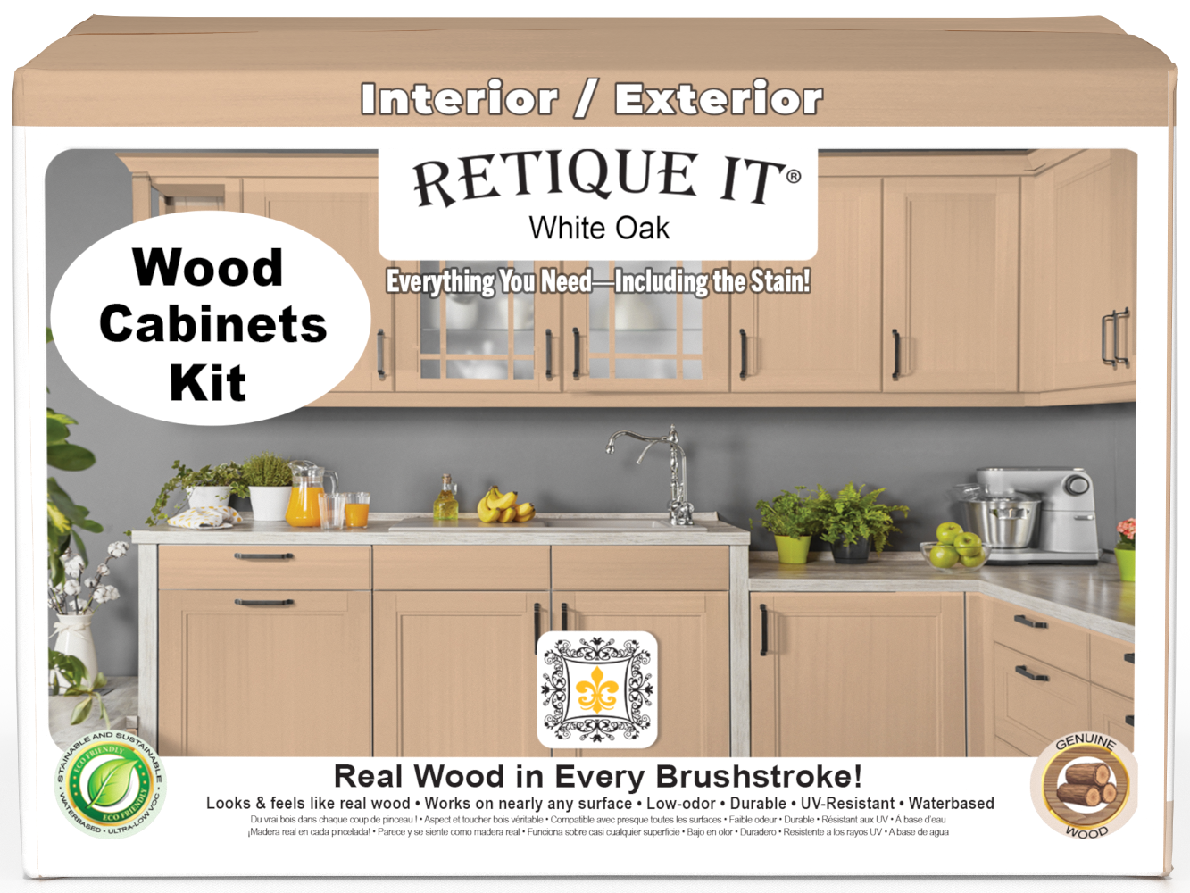 White oak Wood'n Cabinet Kit with 48 smooth doors by Retique It® for stained wood cabinet projects.