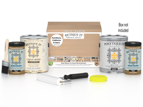 Retique It® Multi-purpose Smooth Finish Kit in White Oak for exterior wood projects, includes four large top coat bottles.