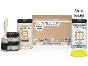 Large white oak wood finish kit by Retique It® for interior top coats, includes tools and products for smooth wood surface finishing.