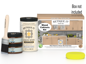 White oak Wood'n Cabinet Kit with 12 smooth doors, stained in Retique It® White Oak for a modern kitchen update.