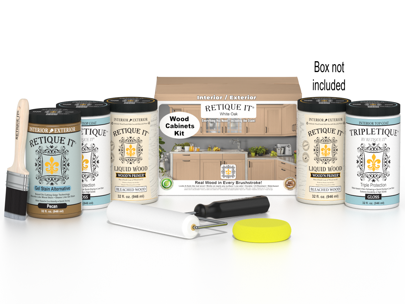 White oak Wood'n Cabinet Kit with 24 smooth doors from Retique It®, ideal for staining and custom cabinet projects.