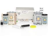 Retique It Wood'n Finish Kit with four large white wash exterior top coat bottles and applicator tools in a box.