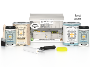 Retique It® Wood'n Cabinet Kit with 48 white wash doors, smooth stain finish, ideal for kitchen or bathroom cabinetry.