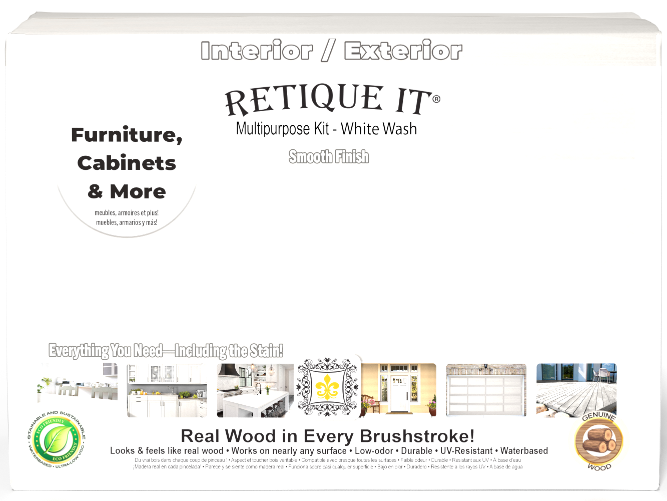 Retique It® Wood'n Cabinet Kit with 12 white wash doors, smooth stain finish for cabinetry or furniture.