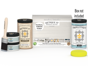Retique It Wood'n Cabinet Kit with 12 smooth doors in white wash stain, ideal for kitchen or bathroom cabinet refurbishment.