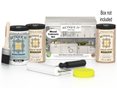 Retique It® Wood'n Cabinet Kit with 24 white wash stained smooth cabinet doors, ideal for kitchen or bathroom cabinetry.