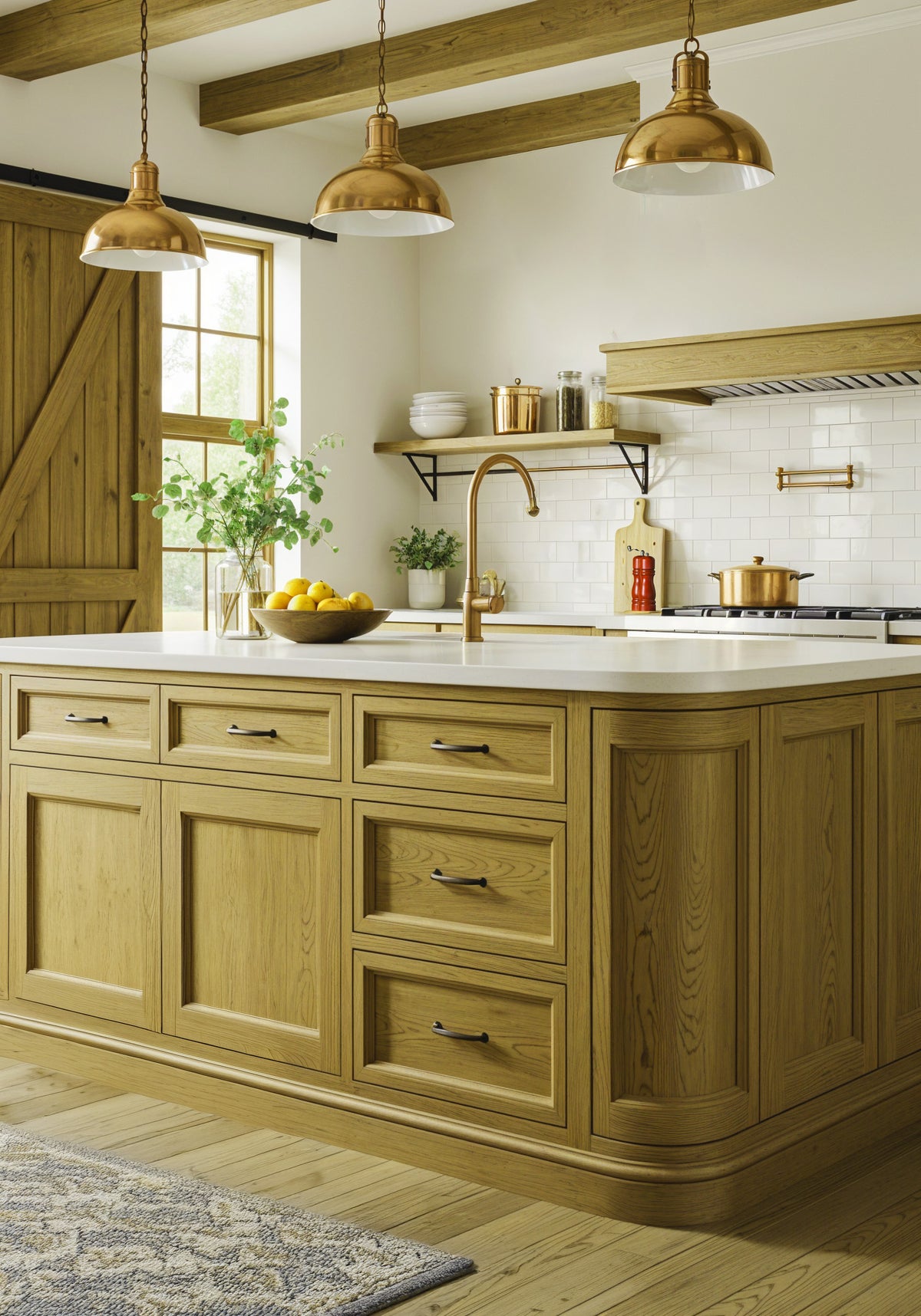 Large Old Oak Wood'n Finish Kit by Retique It® for multi-purpose wood projects, shown with a barnwood-style kitchen island.