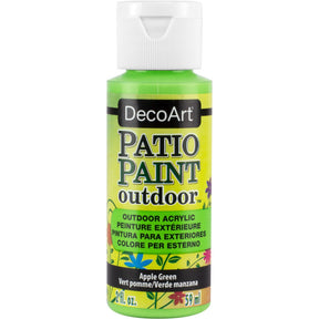 DecoArt Patio Paint outdoor acrylic paint jar with vibrant orange color for outdoor furniture and surfaces.