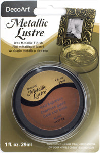 DecoArt Metallic Lustre Champagne Ice in 1 oz bottle, shiny metallic paint with a champagne tone, shown in a close-up image.