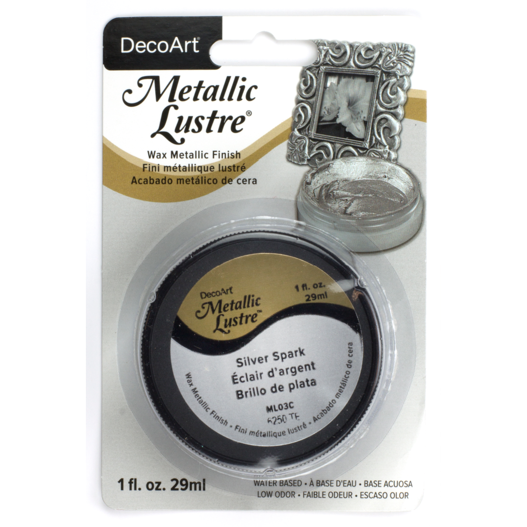 DecoArt Metallic Lustre Champagne Ice in 1 oz jar, shiny metallic paint with a lustrous finish and smooth application.