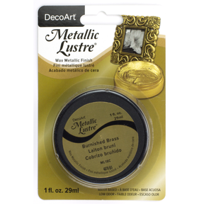 DecoArt Metallic Lustre in Champagne Ice, 1 oz bottle, showcasing a shiny, metallic finish on a craft paint container.