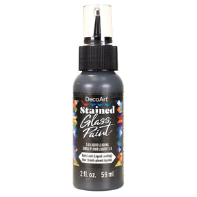 DecoArt stained glass paint 3-D liquid leadings in dark, 2oz bottle for creating vibrant stained glass art and decorative designs.
