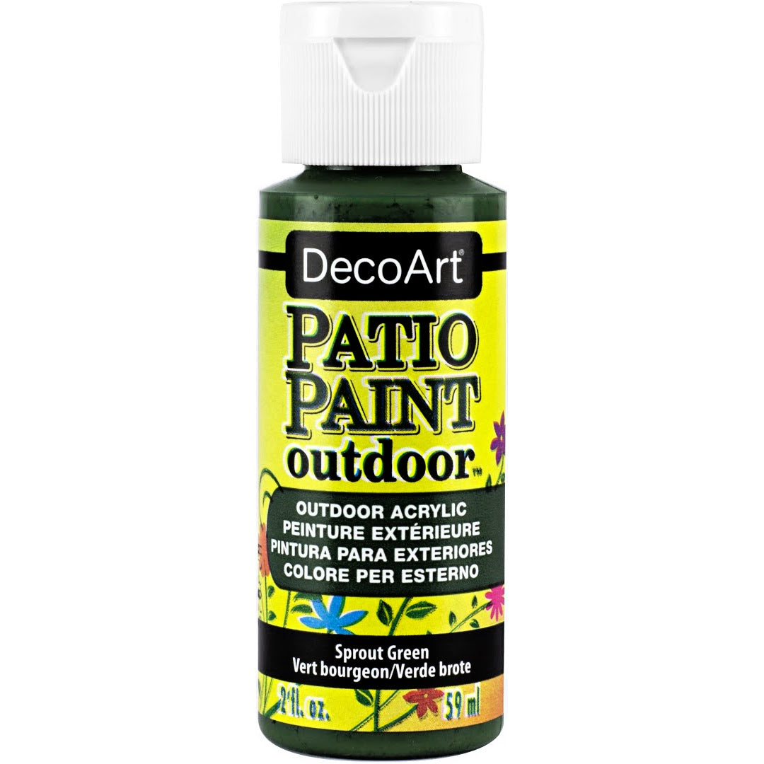 DecoArt Patio Paint outdoor acrylic paint in vintage rose color, 2 oz bottle for garden furniture and outdoor decor.