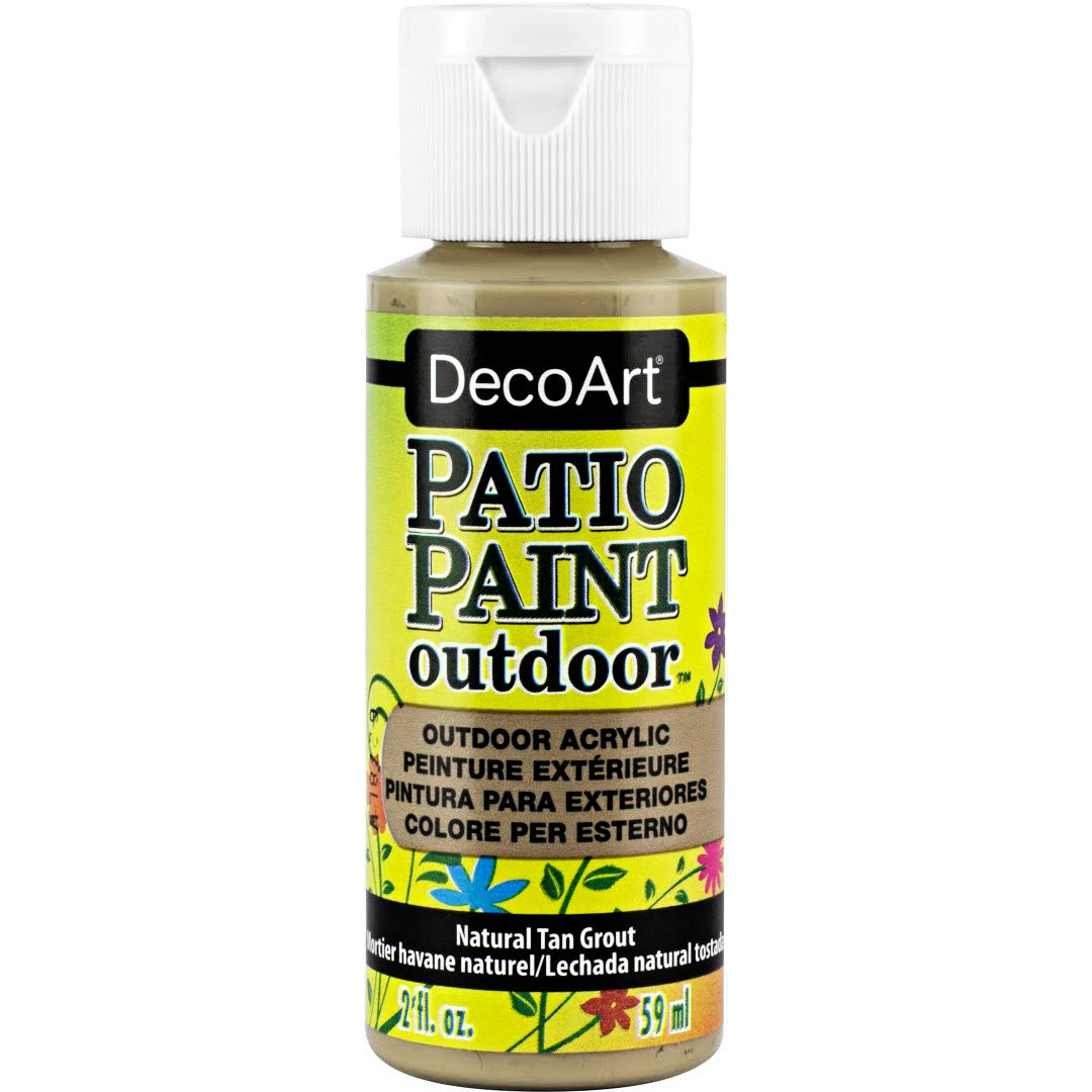 DecoArt Vintage Rose outdoor acrylic patio paint in a 2 oz bottle, ideal for outdoor furniture and garden decor.