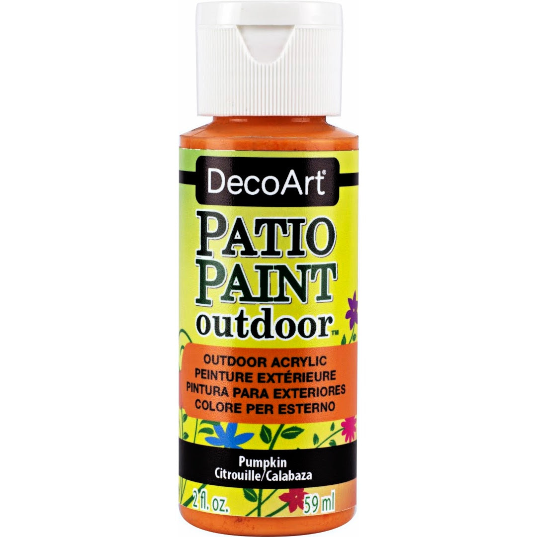DecoArt Vintage Rose outdoor acrylic patio paint in 2 oz bottle, suitable for outdoor furniture and surfaces.