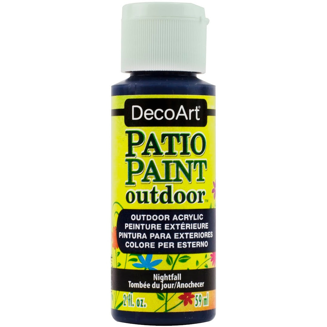 DecoArt Vintage Rose outdoor acrylic patio paint in a 2 oz bottle, suitable for outdoor decorating and craft projects.