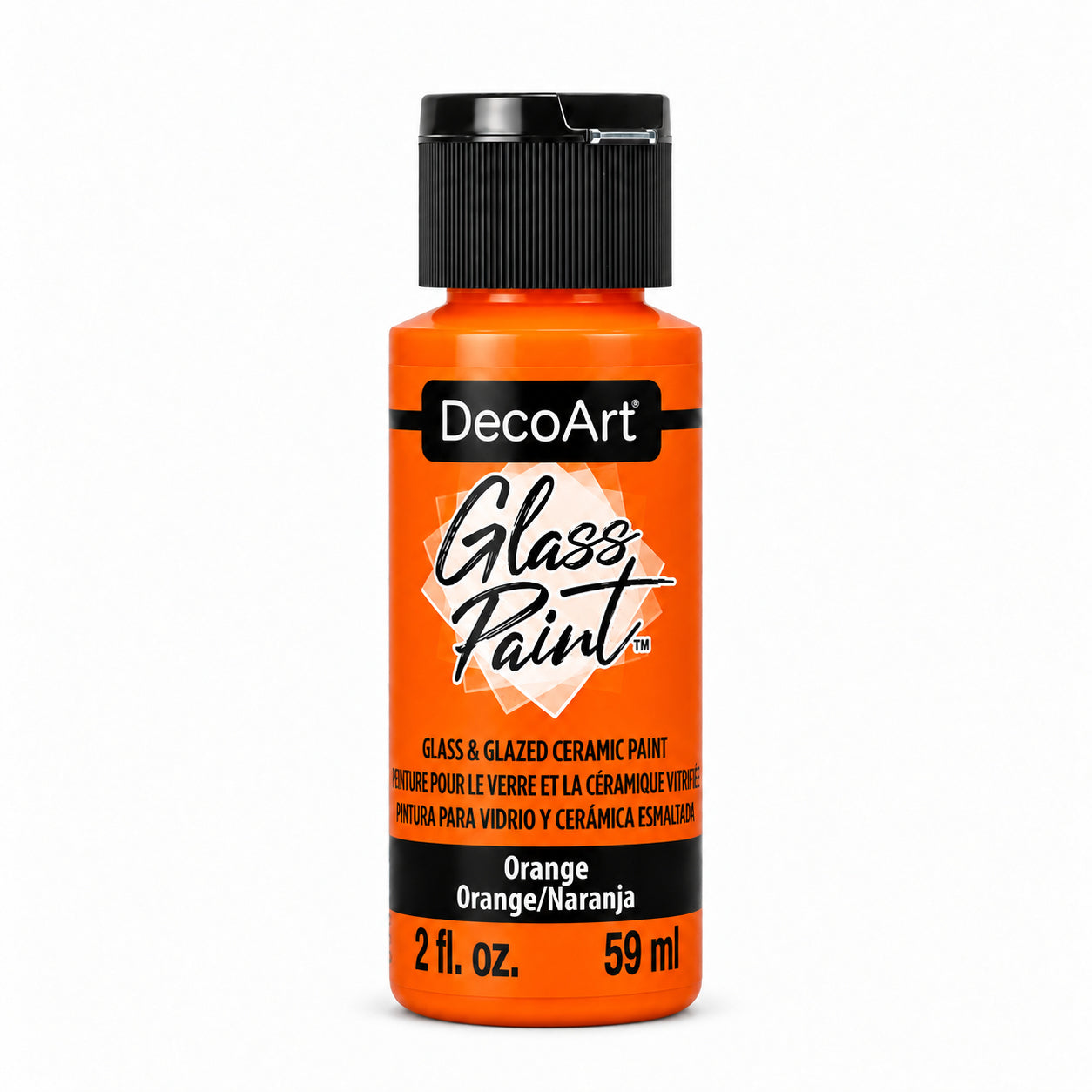 DecoArt Glass Paint in orange, 2 oz bottle for painting glass surfaces