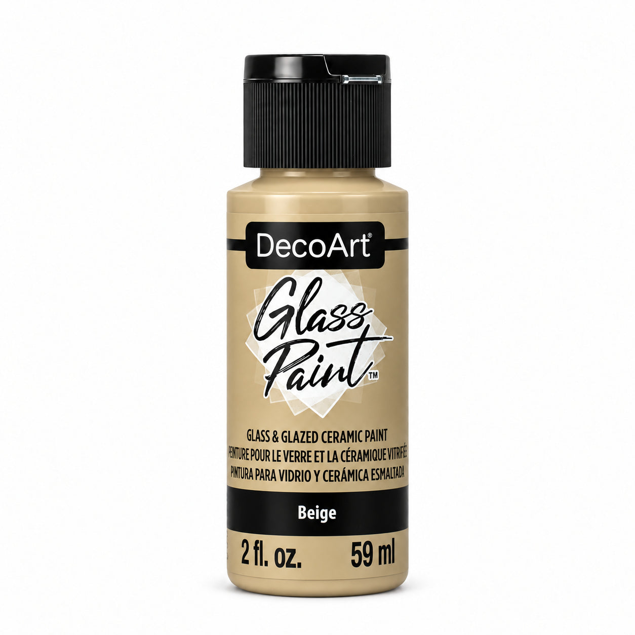DecoArt Glass Paint in beige, 2 oz bottle for painting glass surfaces