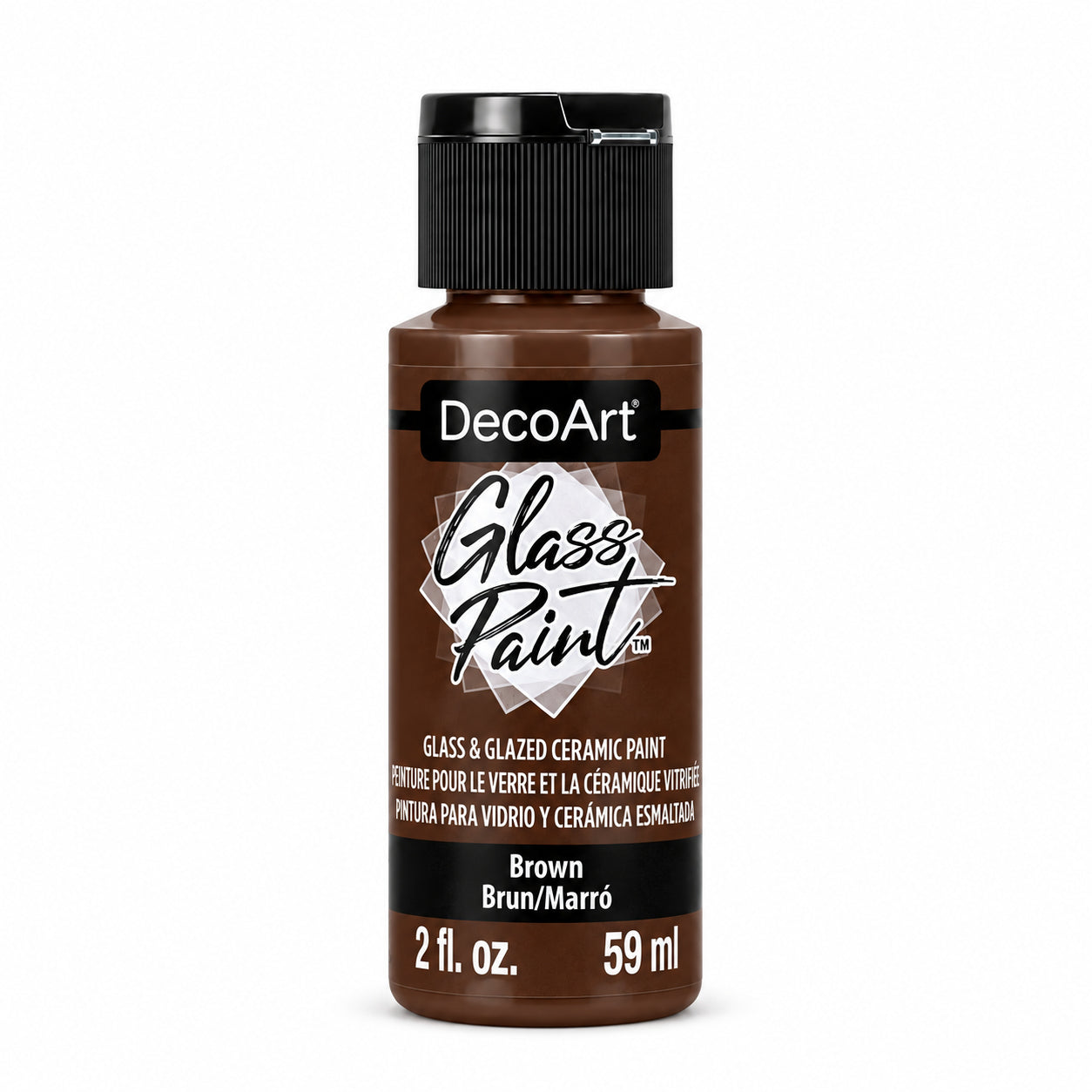 DecoArt Glass Paint in brown, 2 oz bottle for painting glass surfaces