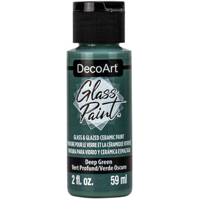 White DecoArt Glass Paint in 2 oz bottle, ideal for creating vibrant, durable designs on glass surfaces.