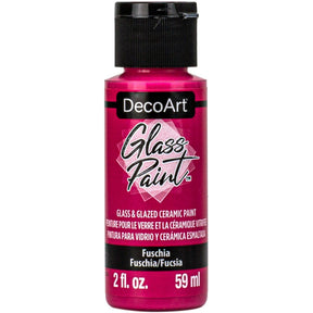 White DecoArt Glass Paint in a 2 oz bottle, suitable for decorating and customizing glass surfaces.