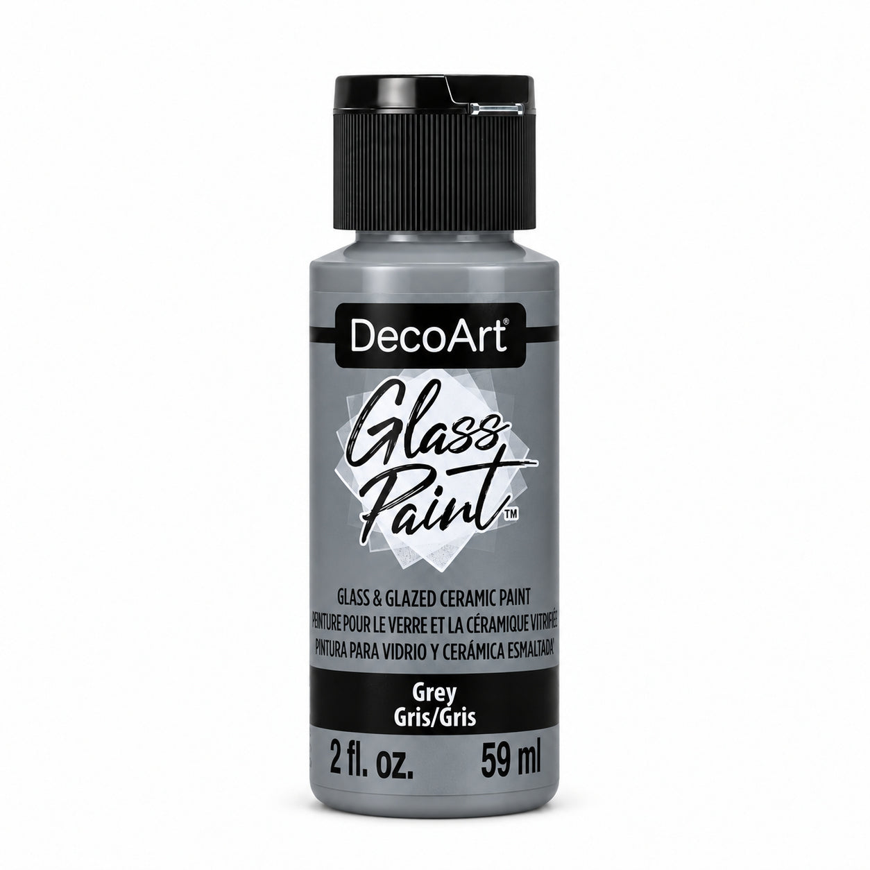 DecoArt glass paint in grey, 2 oz bottle