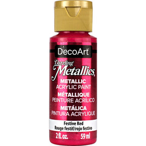 DecoArt Dazzling Metallics White Pearl acrylic paint in 2 oz bottle, featuring a shimmering pearlescent finish.