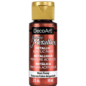 White Pearl Dazzling Metallics paint by DecoArt in a 2 oz bottle, showcasing shimmering metallic finish and vibrant color.