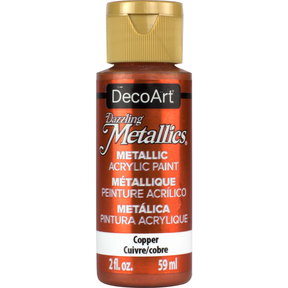 White Pearl Dazzling Metallics acrylic paint by DecoArt in a 2 oz bottle with a shimmering metallic finish.