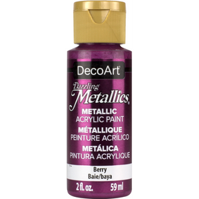 White Pearl Dazzling Metallics acrylic paint by DecoArt in a 2 oz bottle, with a shiny, pearlescent finish.