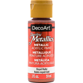 White Pearl Dazzling Metallics paint by DecoArt in a 2 oz bottle, showcasing its shimmering, metallic finish.