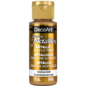 White Pearl Dazzling Metallics acrylic paint by DecoArt, 2 oz, displaying a shimmering, pearlescent finish in a small paint jar