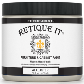 Jar of Retique It furniture and cabinet paint in Alabaster color