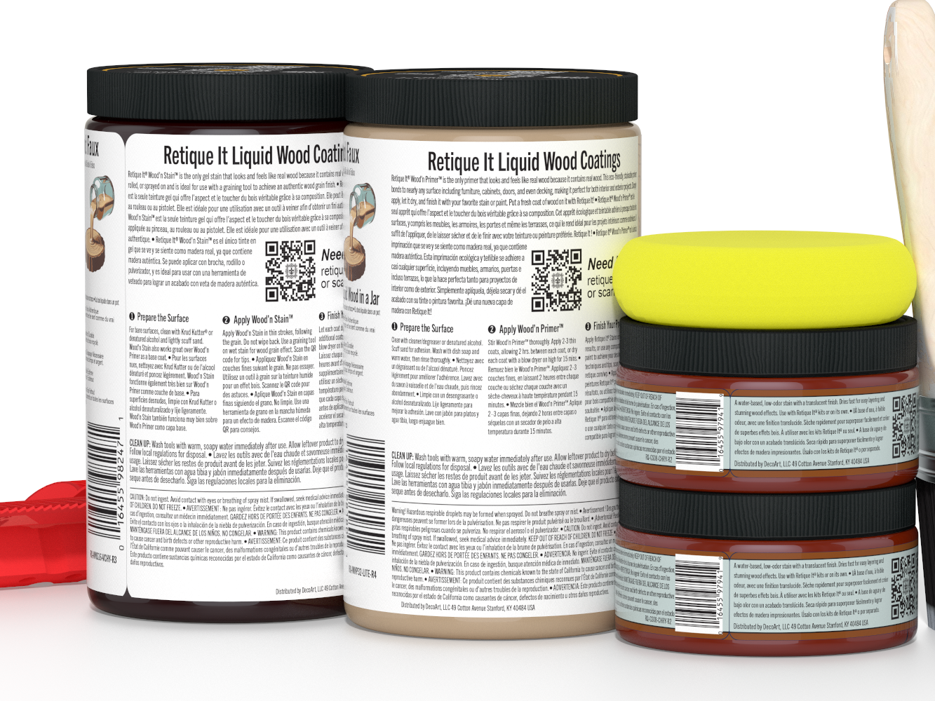 Large Vintage Cherry Wood'n Finish Kit from Retique It® with multiple wood finishing tools and products in a compact kit.