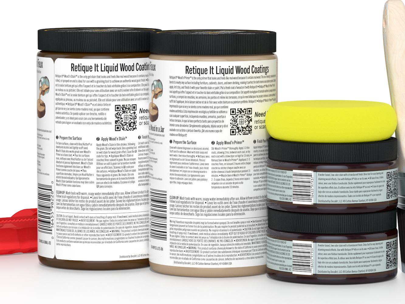 Large Black Walnut Wood'n Finish Kit from Retique It® includes multiple wood finishing tools and supplies for woodworking projects.