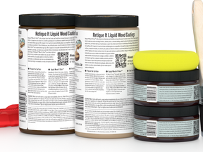 Large Black Walnut Wood'n Finish Kit from Retique It® includes multiple wood finishing tools and supplies for woodworking projects.