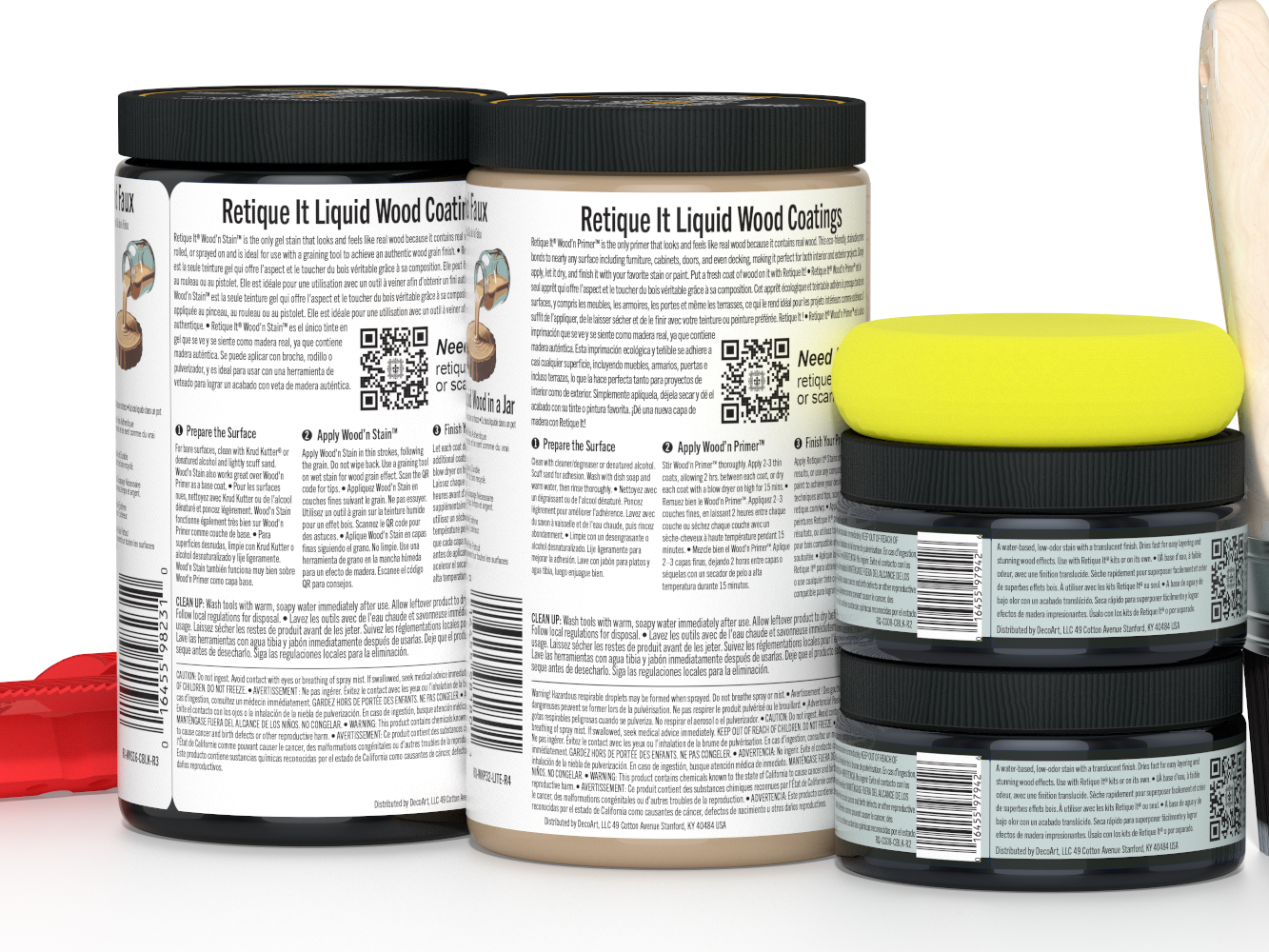 Large Black Wood'n Finish Kit by Retique It® with multiple wood finishing tools and supplies for versatile wood projects.