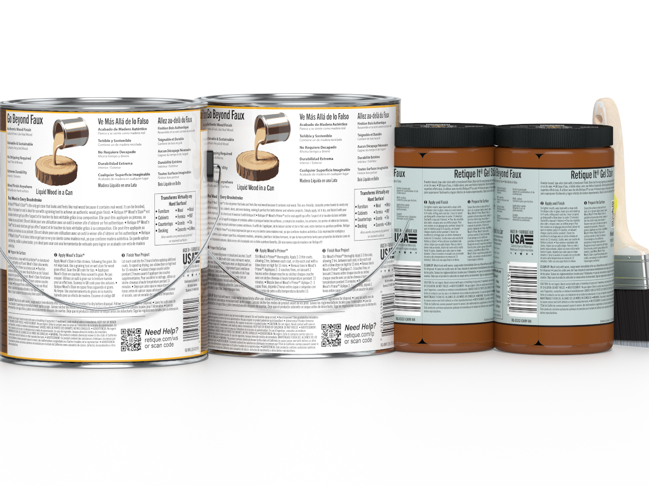 Retique It® Wood'n Finish Kit in Vintage Cherry with four large bottles, designed for multi-purpose wood finishing projects.