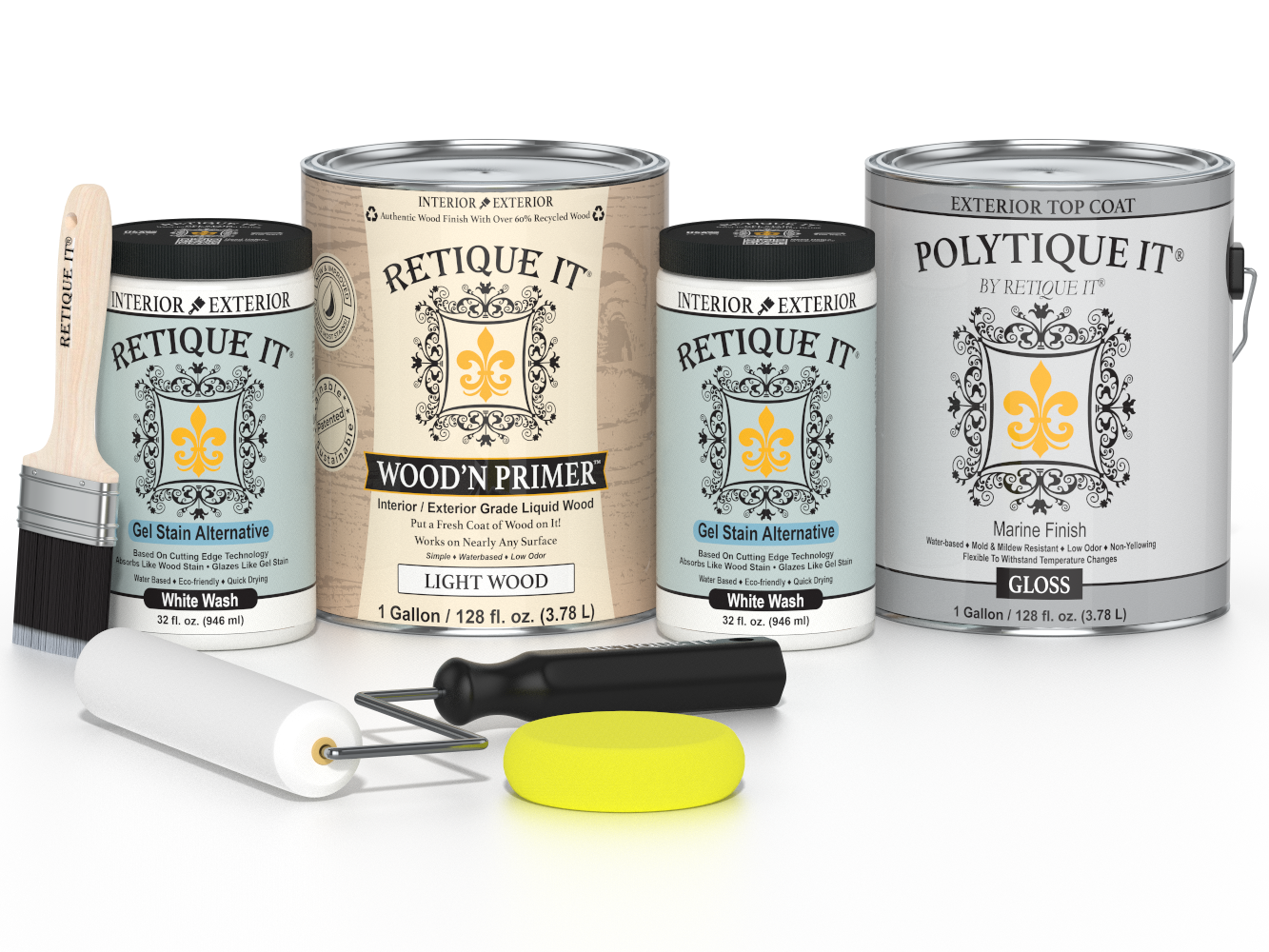 Multi-purpose Smooth Finish Kit (4x Lg) - White Wash - Exterior Top Coat