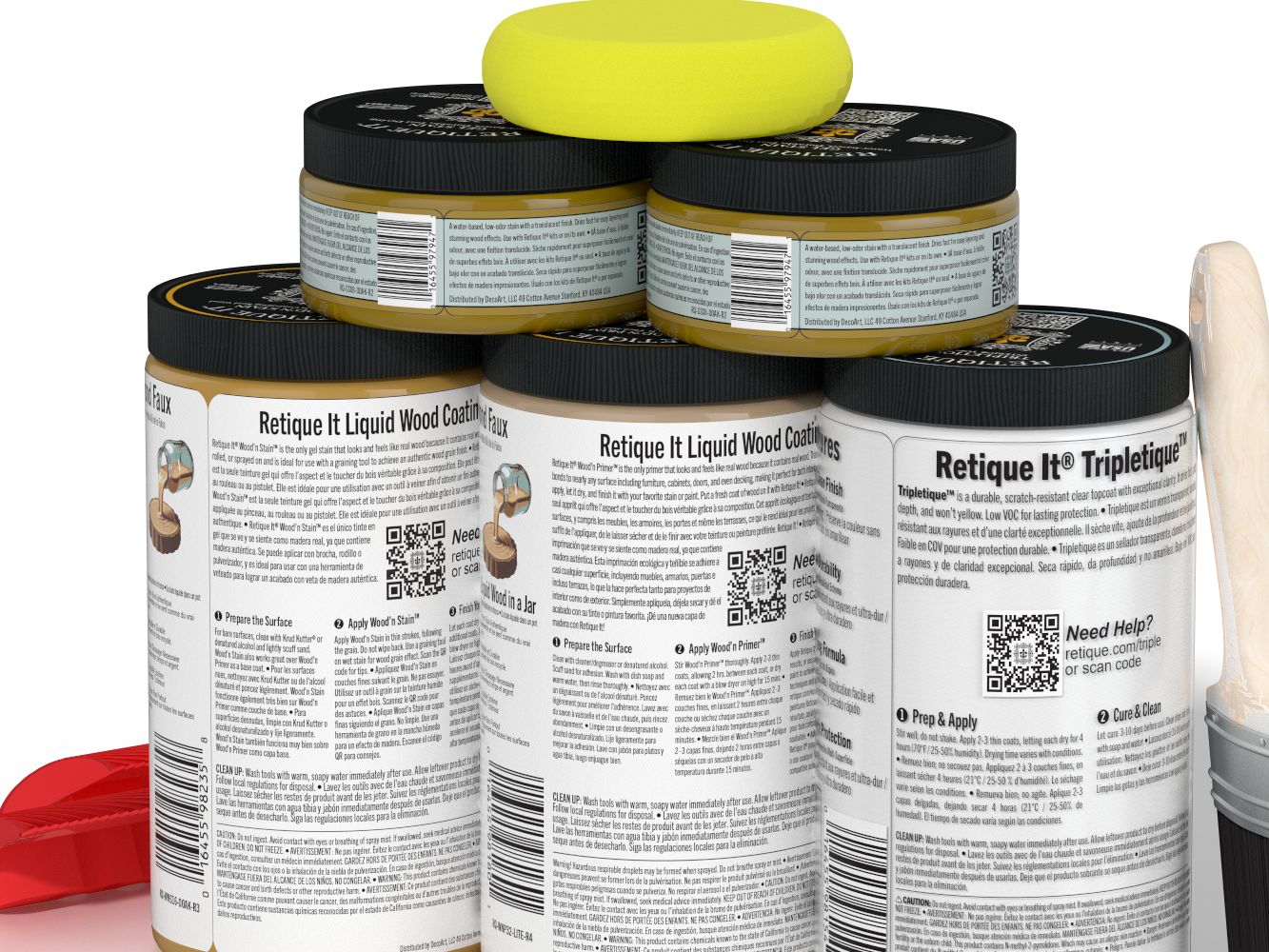 Retique It® Wood'n Kit in Large Old Oak for interior top coating, featuring wood finish and application tools in the image.